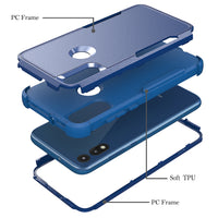 3in1 Hybrid Heavy Duty Defender Rugged Armor Case For MOTOROLA E7 2020 In Blue