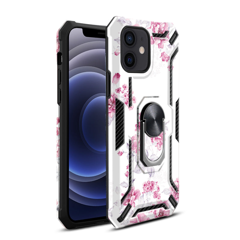 Reiko Phone Case with Magnetic Ring Holder For IPHONE 12 MINI In White
