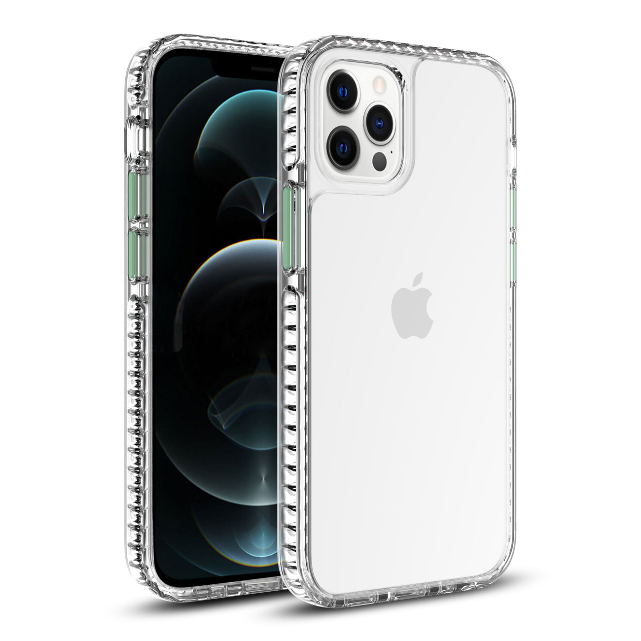 TPU Bumper Shockproof Case With Embedded Coil In BlackAPPLE IPHONE 12 PRO MAX In Clear Green