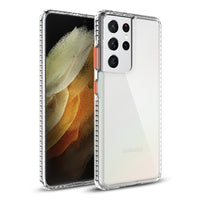 TPU Bumper Shockproof Case With Embedded Coil In BlackSAMSUNG GALAXY S21/S30 ULTRA In Clear Orange