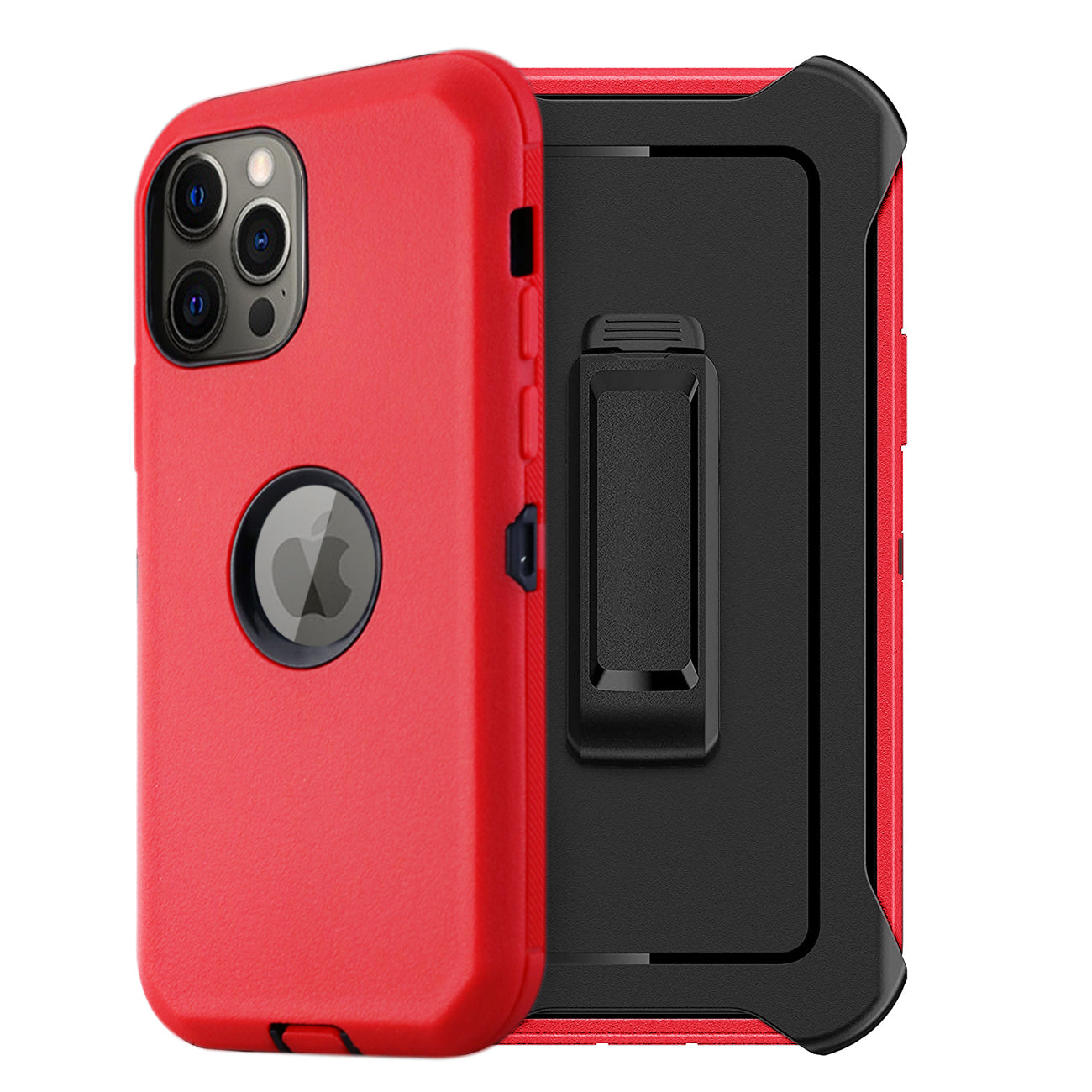 Multilayer Full Protection with Built-In Screen Protector CaseAPPLE IPHONE 12 PRO MAX In Red
