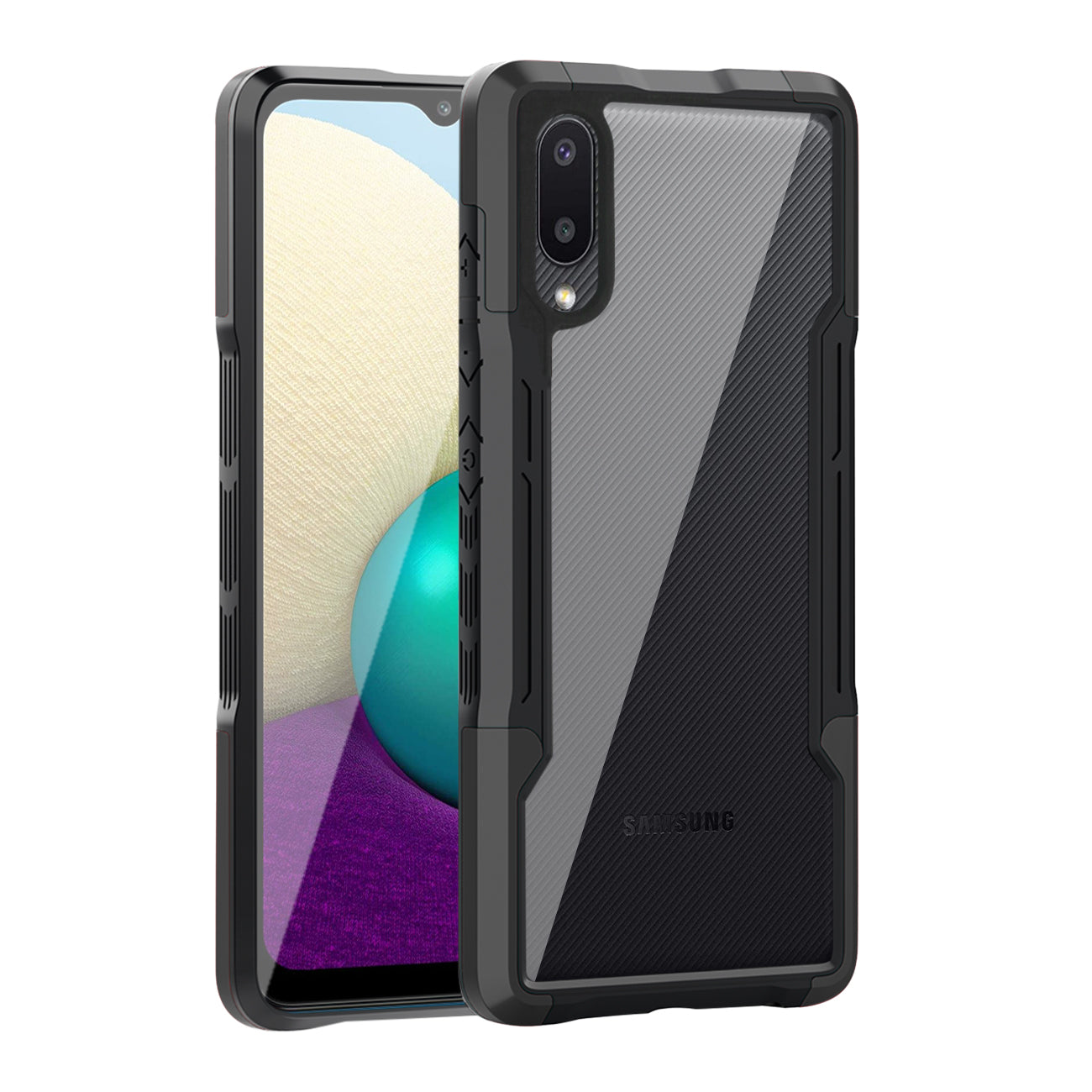 Shockproof Excellent Grip with Silky Feeling for Samsung Galaxy A20 /M02 In Black