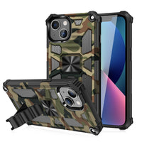 Built-in Kickstand TPU Case with Magnetic Mount for APPLE IPHONE 13 in Camouflage