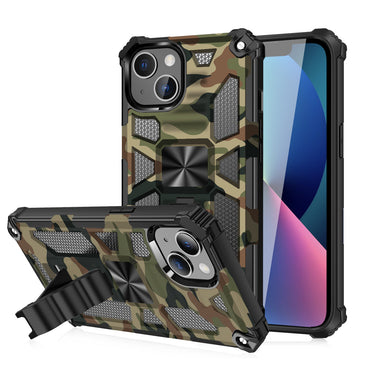 Built-in Kickstand TPU Case with Magnetic Mount for APPLE IPHONE 13 in Camouflage