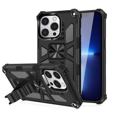 Built-in Kickstand TPU Case with Magnetic Mount for APPLE IPHONE 13 PRO MAX in Black