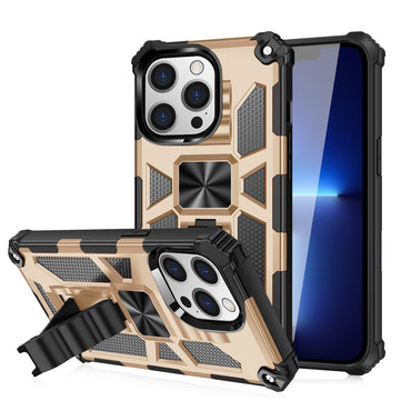 Built-in Kickstand TPU Case with Magnetic Mount for APPLE IPHONE 13 PRO MAX in Gold