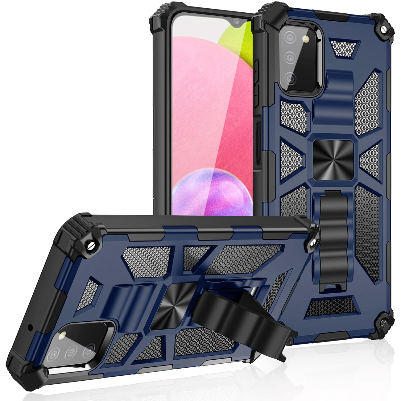 Built-in Kickstand TPU Case with Magnetic Mount for SAMSUNG GALAXY A02S in Blue