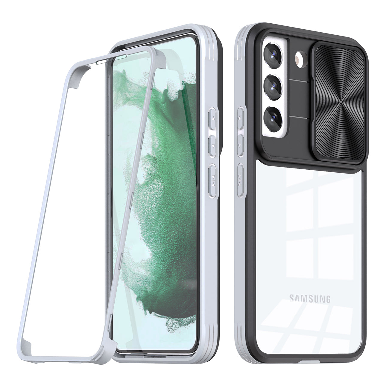 Full Protection With Mobile Phone Protective Film Slide Camera Lens Phone Case For Samsung Galaxy S 22 In Gray