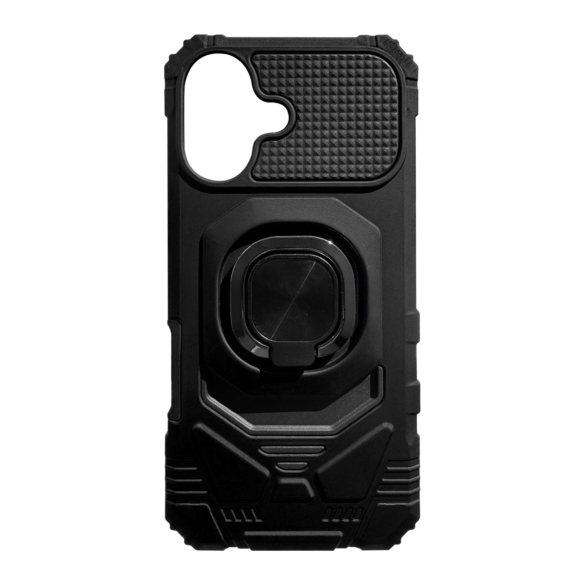 Kickstand Ring Holder TPU Shockproof Case for iPhone 17 in Black , SKU: PC65-IPH17BK