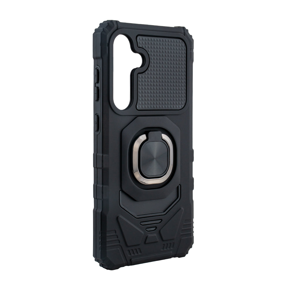 Kickstand Ring Holder TPU Shockproof Case for Samsung Galaxy S24 FE in Black