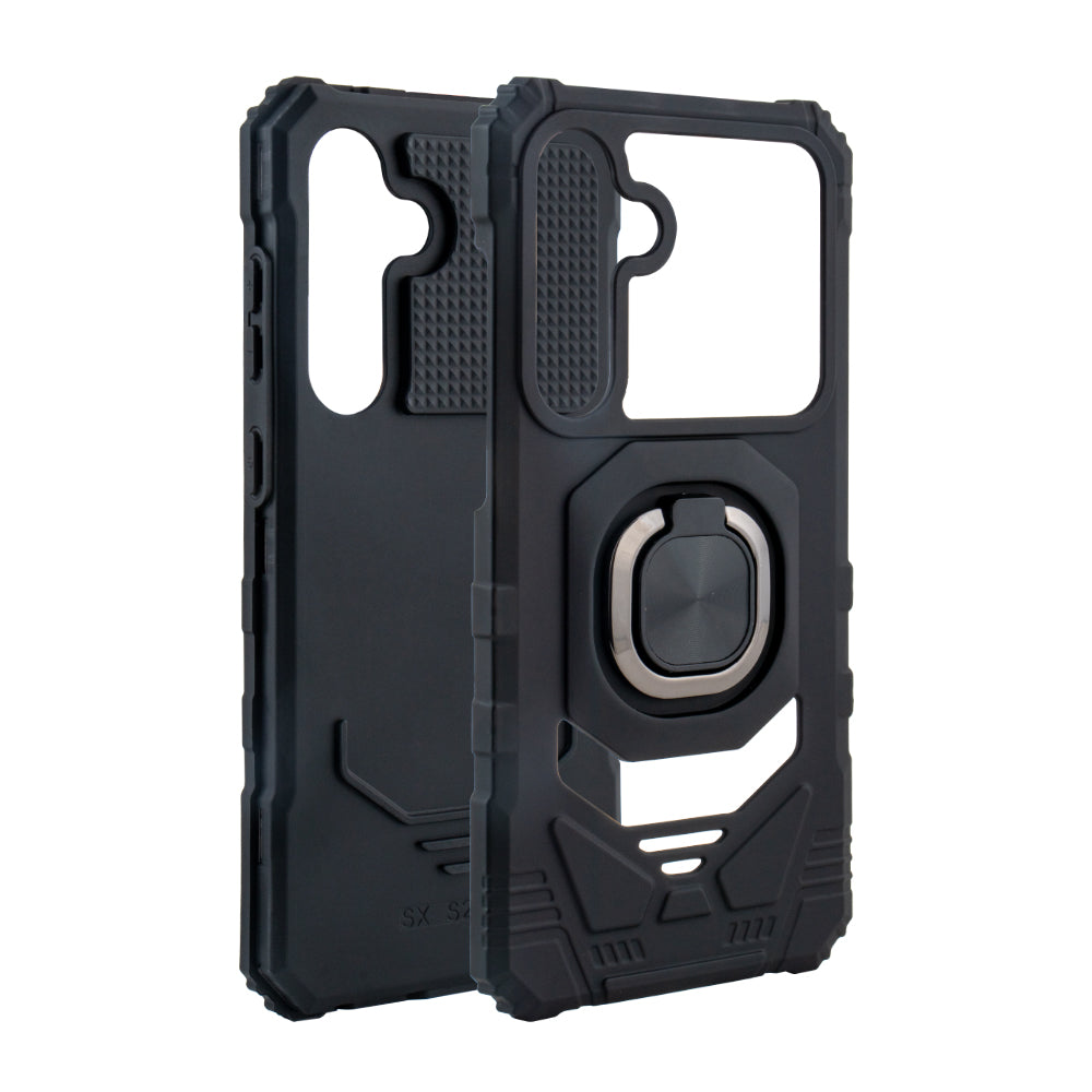 Kickstand Ring Holder TPU Shockproof Case for Samsung Galaxy S24 FE in Black