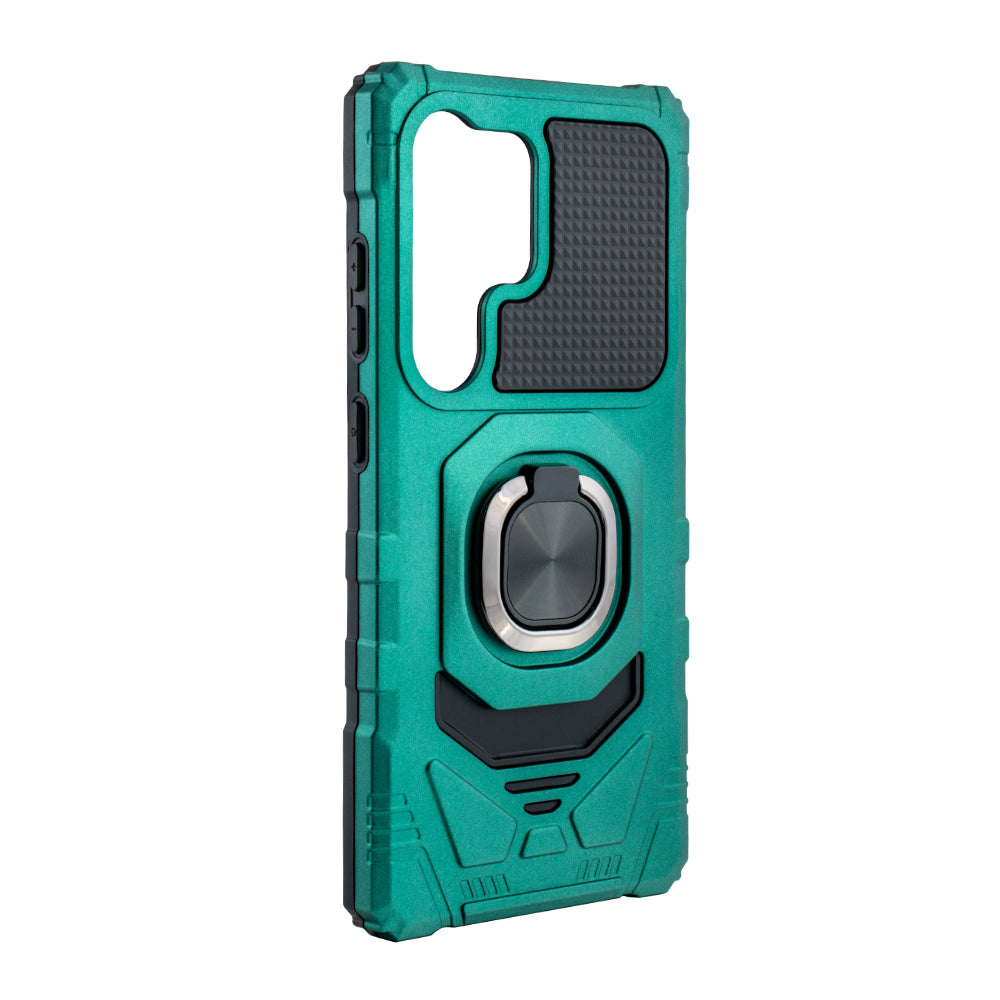 Kickstand Ring Holder TPU Shockproof Case for Samsung Galaxy S25 ULTRA in GREEN