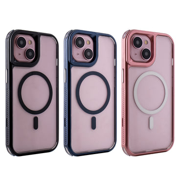 Heavy Duty 3-in-1 Hybrid Shockproof Anti-Fall Protective Magnetic Case for iPhone 15   in Pink