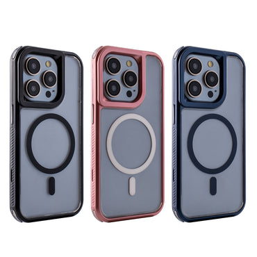 Heavy Duty 3-in-1 Hybrid Shockproof Anti-Fall Protective Magnetic Case for iPhone 15 Pro in Pink