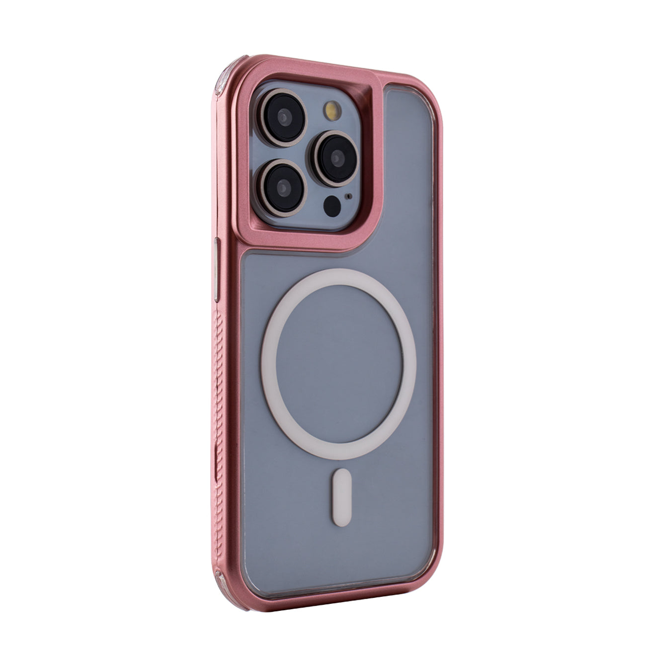 Heavy Duty 3-in-1 Hybrid Shockproof Anti-Fall Protective Magnetic Case for iPhone 15 Pro in Pink