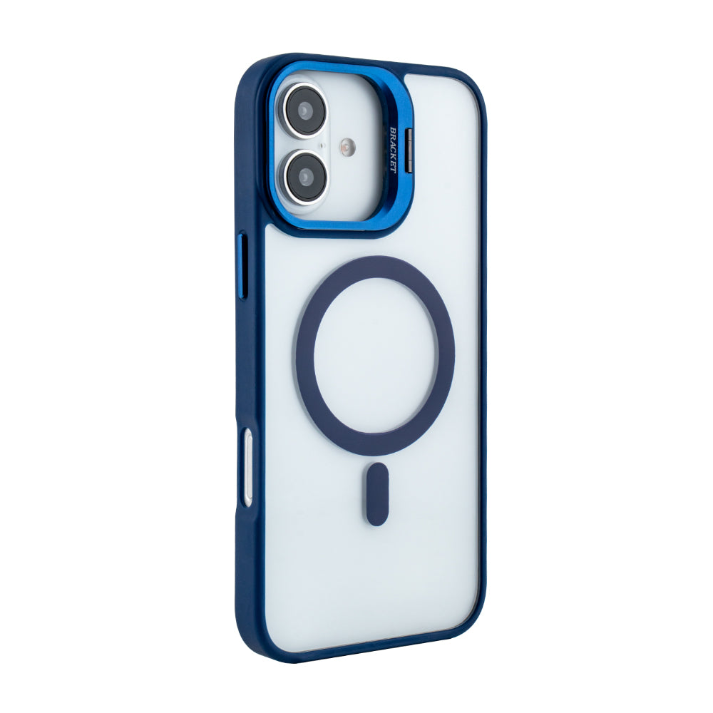 Magnetic Phone Case (Blue) with Built-in Invisible Kickstand Compatible with iPhone 16 Plus