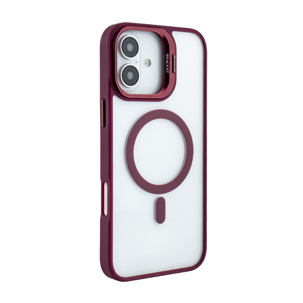 Magnetic Phone Case (Red) with Built-in Invisible Kickstand Compatible with iPhone 16 Plus