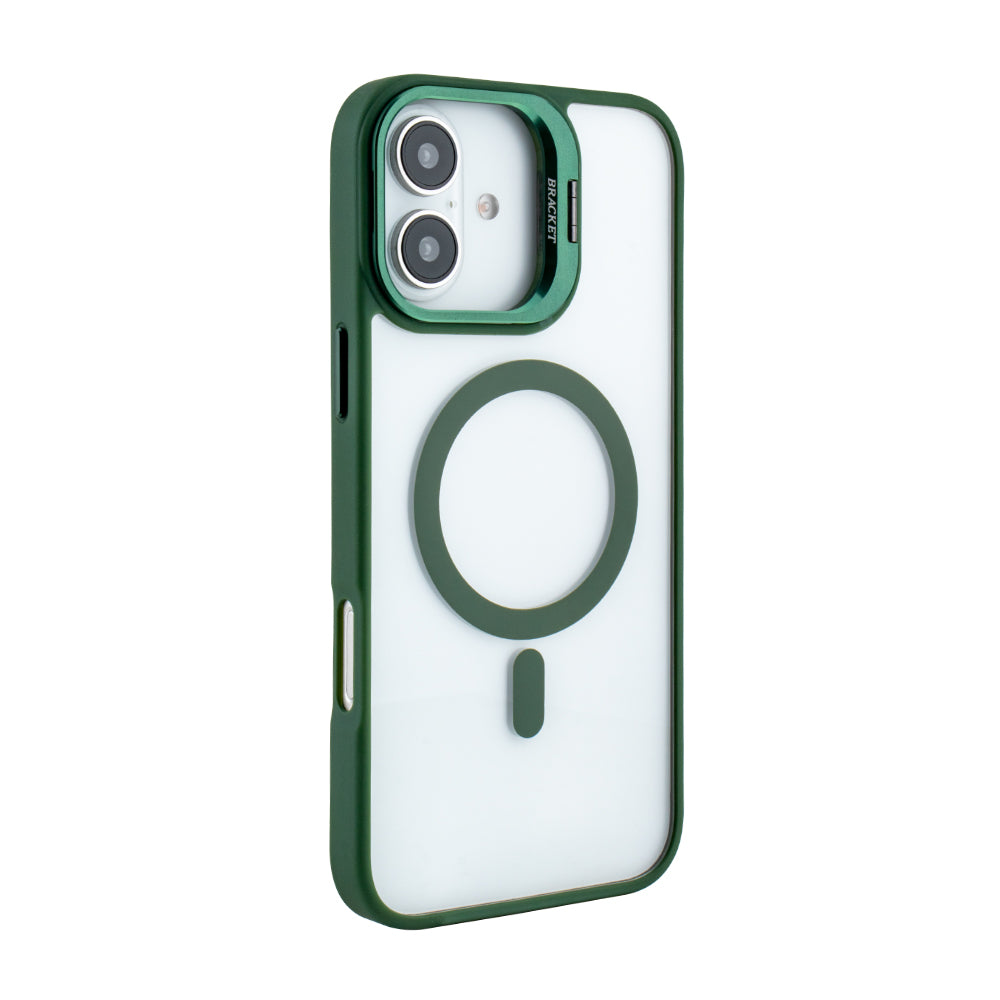 Magnetic Phone Case (Green) with Built-in Invisible Kickstand Compatible with iPhone 16 Plus