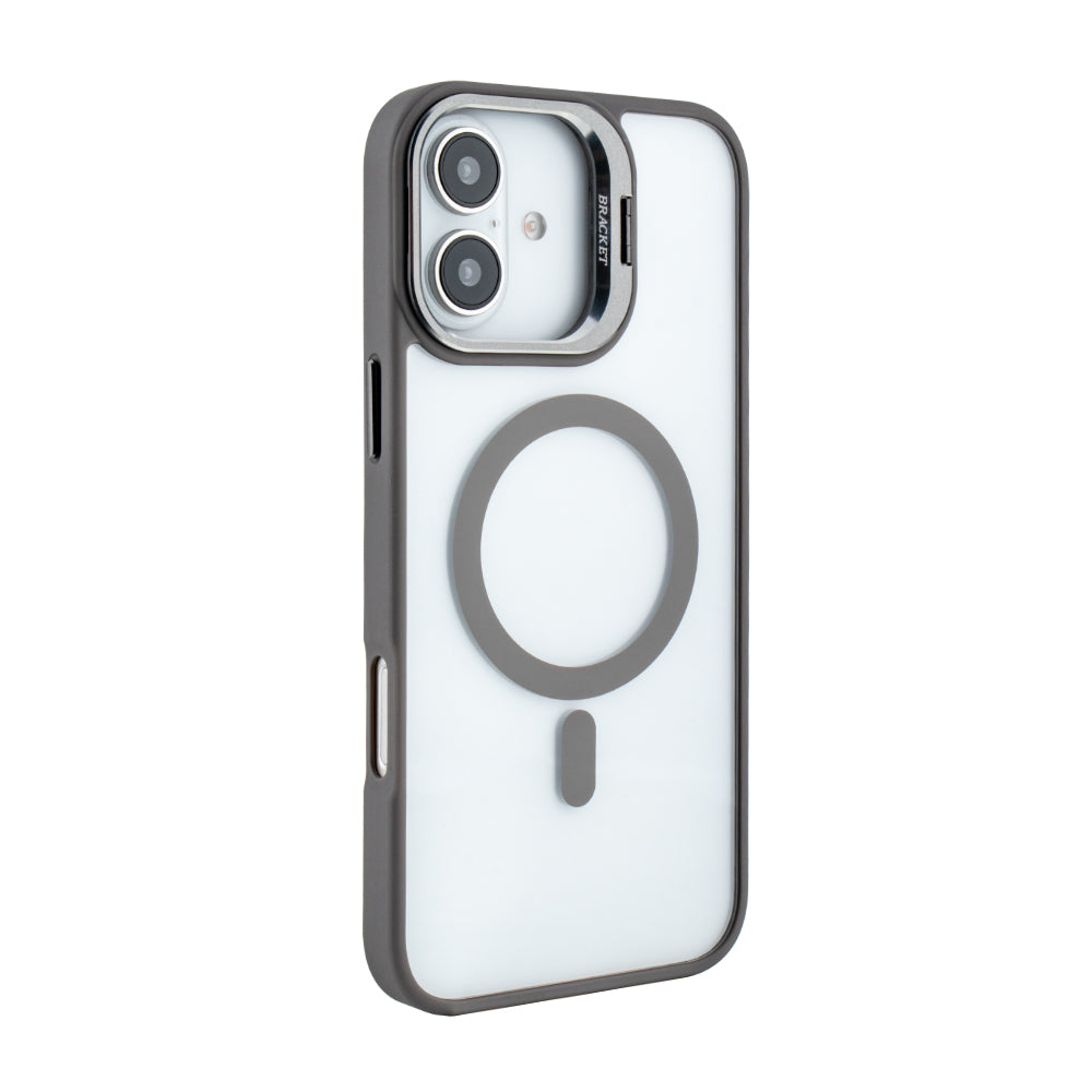 Magnetic Phone Case (Grey) with Built-in Invisible Kickstand Compatible with iPhone 16 Plus