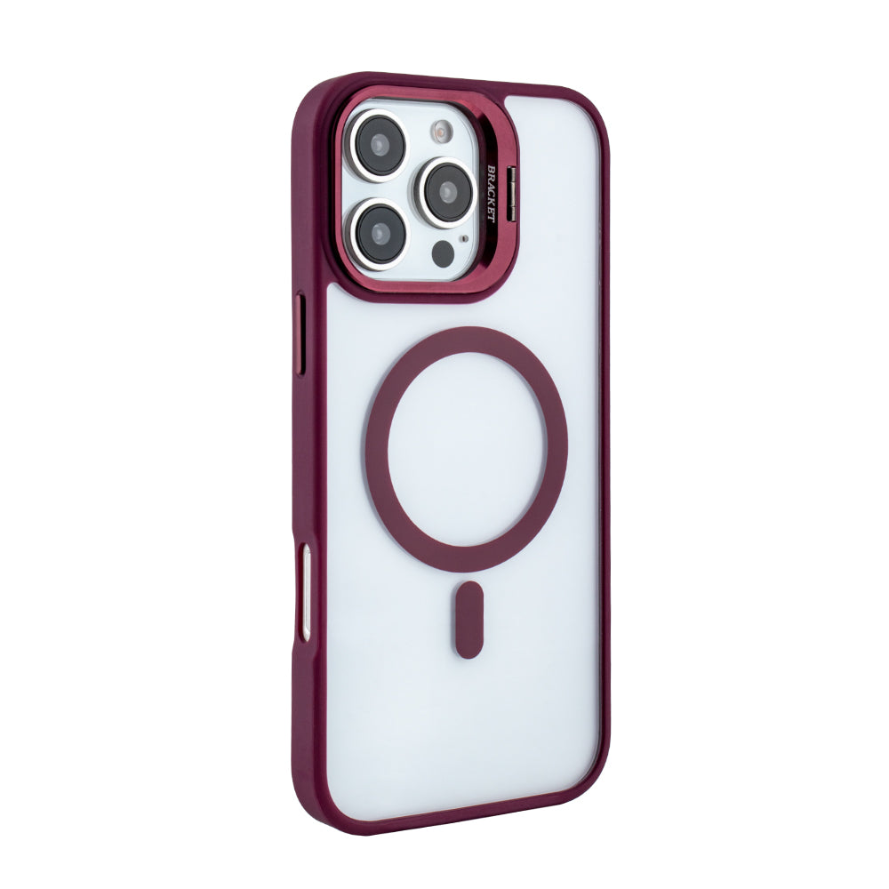 Magnetic Phone Case (Red) with Built-in Invisible Kickstand Compatible with iPhone 16 Pro MAX