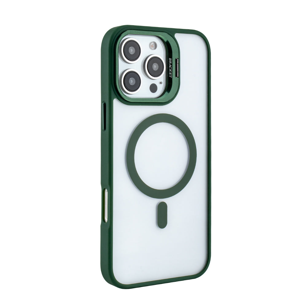 Magnetic Phone Case (Green) with Built-in Invisible Kickstand Compatible with iPhone 16 Pro MAX