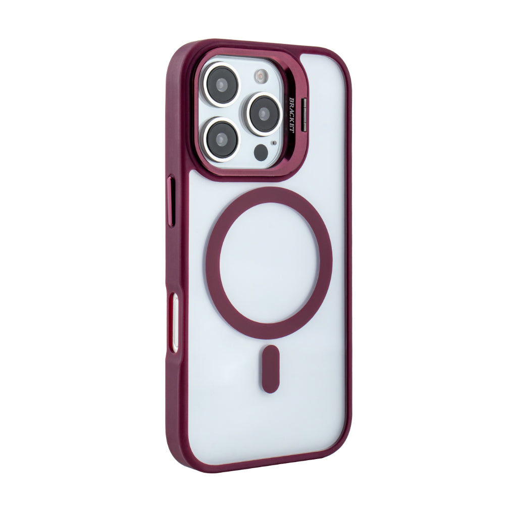 Magnetic Phone Case (Red) with Built-in Invisible Kickstand Compatible with iPhone 16 Pro