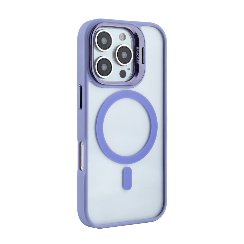 Magnetic Phone Case (Purple) with Built-in Invisible Kickstand Compatible with iPhone 16 Pro