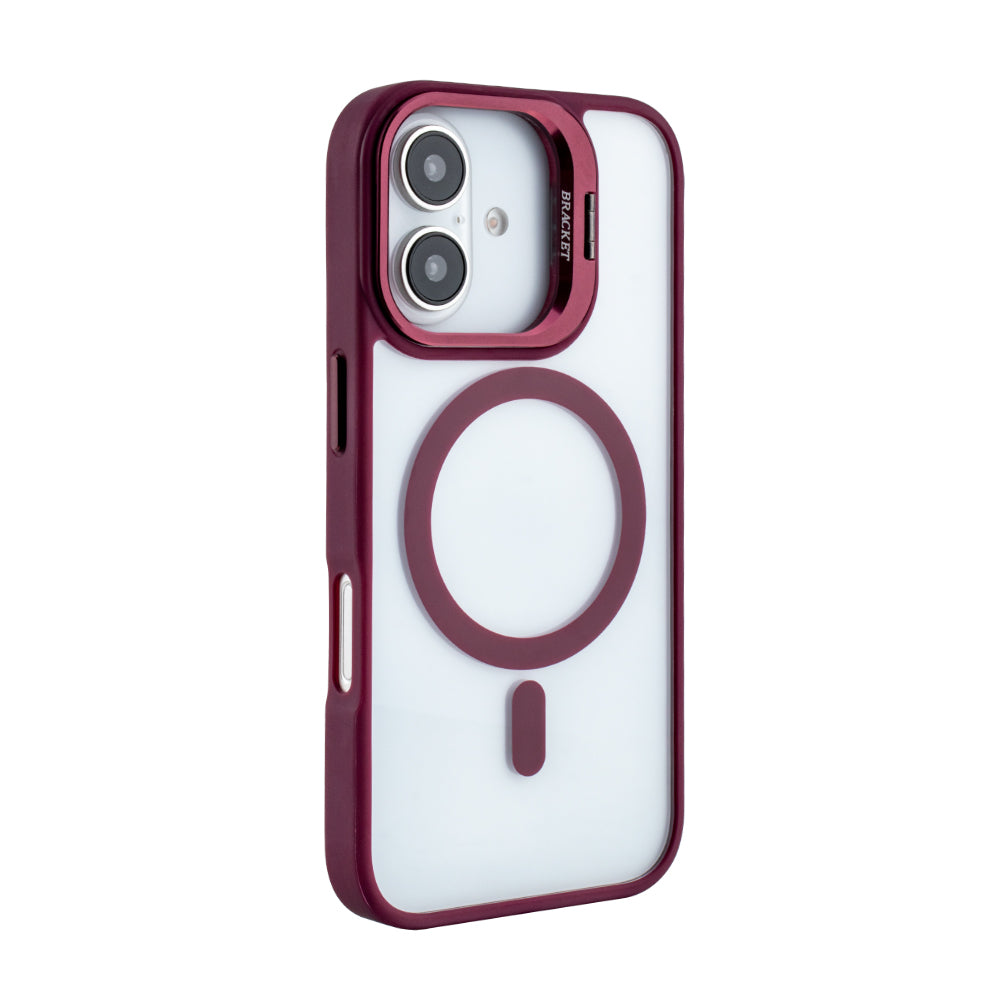 Magnetic Phone Case (Red) with Built-in Invisible Kickstand Compatible with iPhone 16