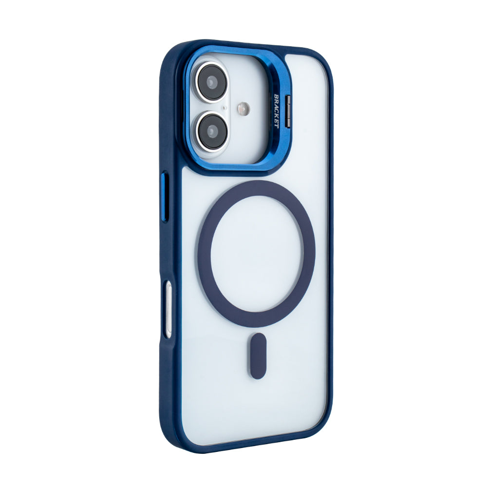 Magnetic Phone Case (Blue) with Built-in Invisible Kickstand Compatible with iPhone 16