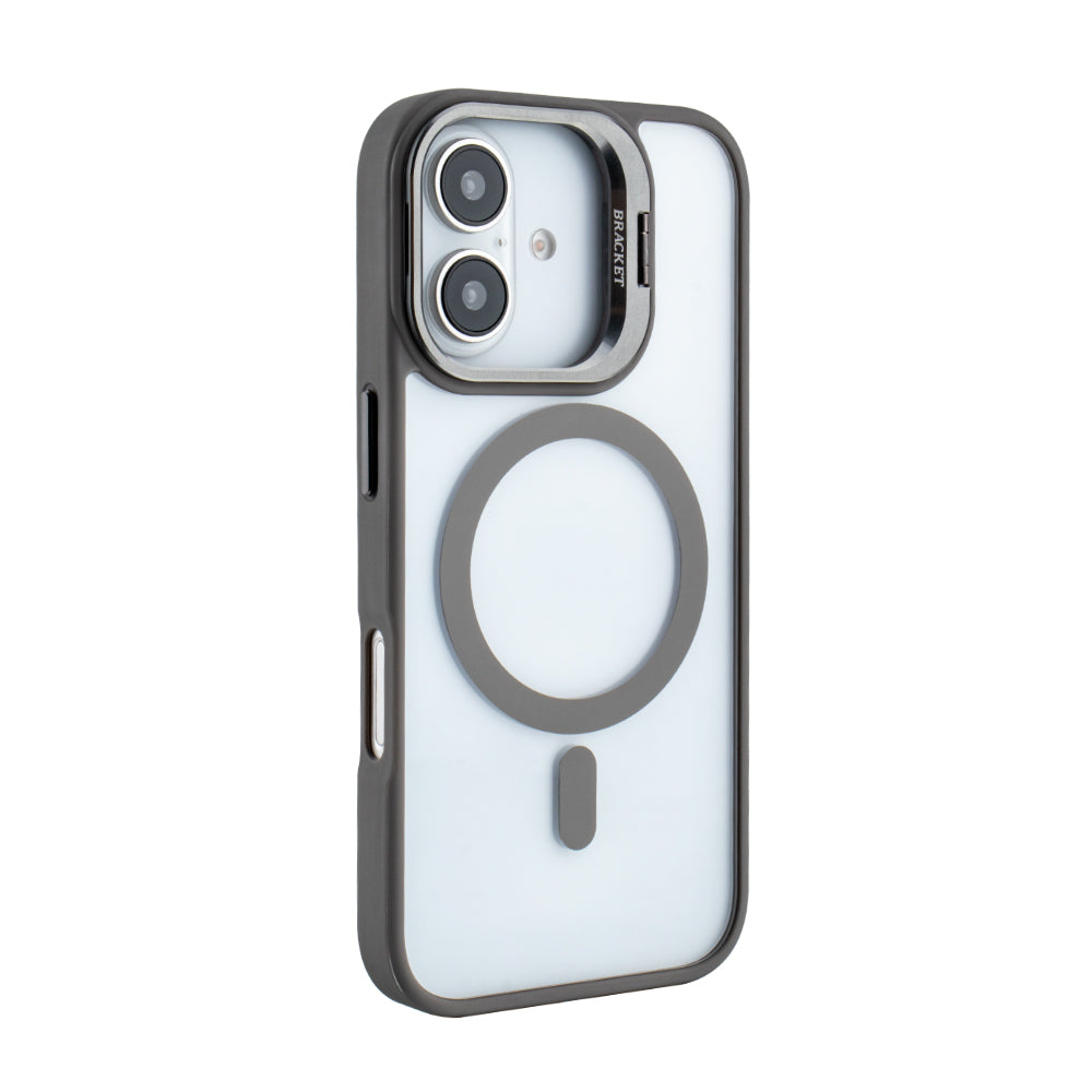 Magnetic Phone Case (Grey) with Built-in Invisible Kickstand Compatible with iPhone 16