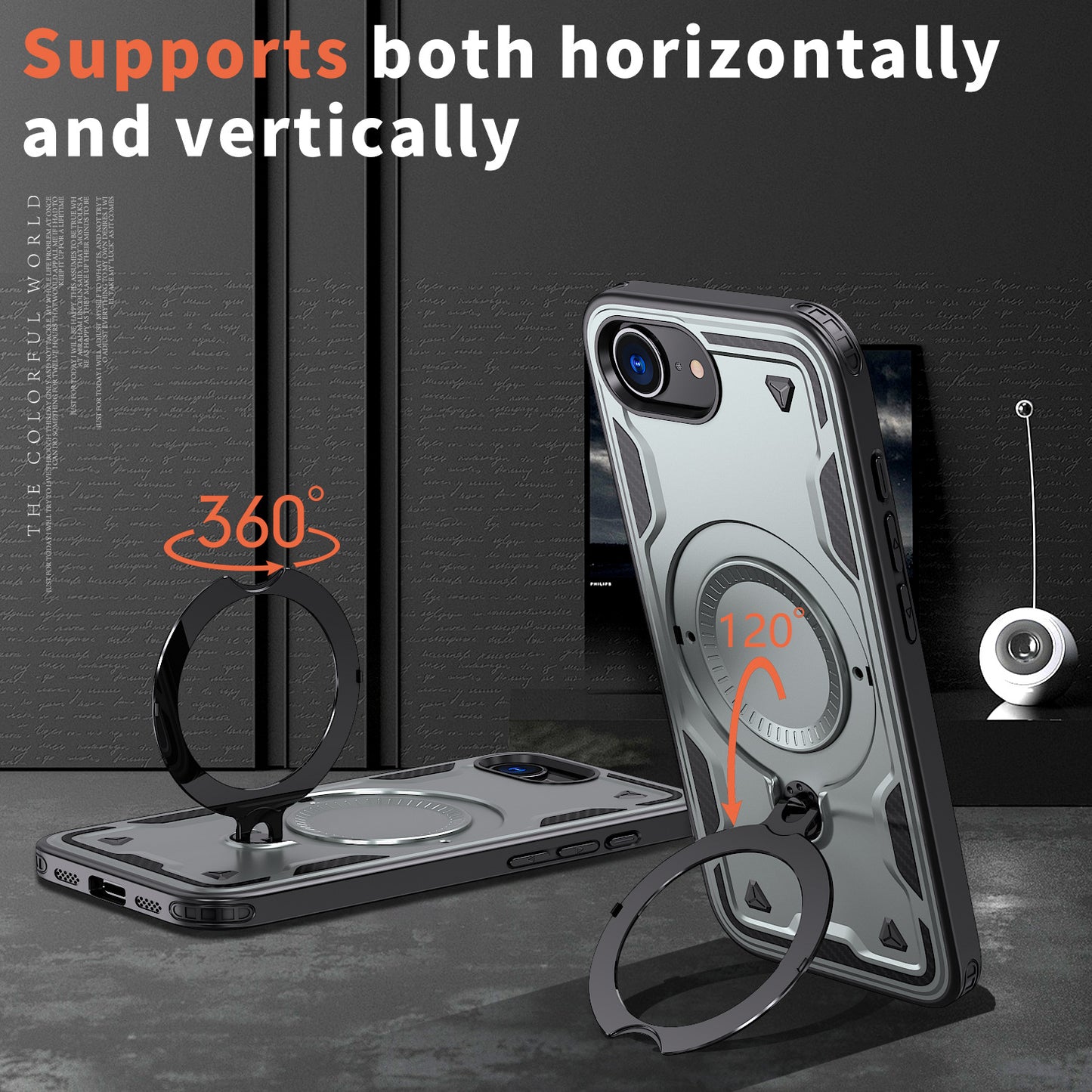 Reiko 360¡ã Rotating Magnetic Versatile Stand Gray Compatible with iPhone 16E