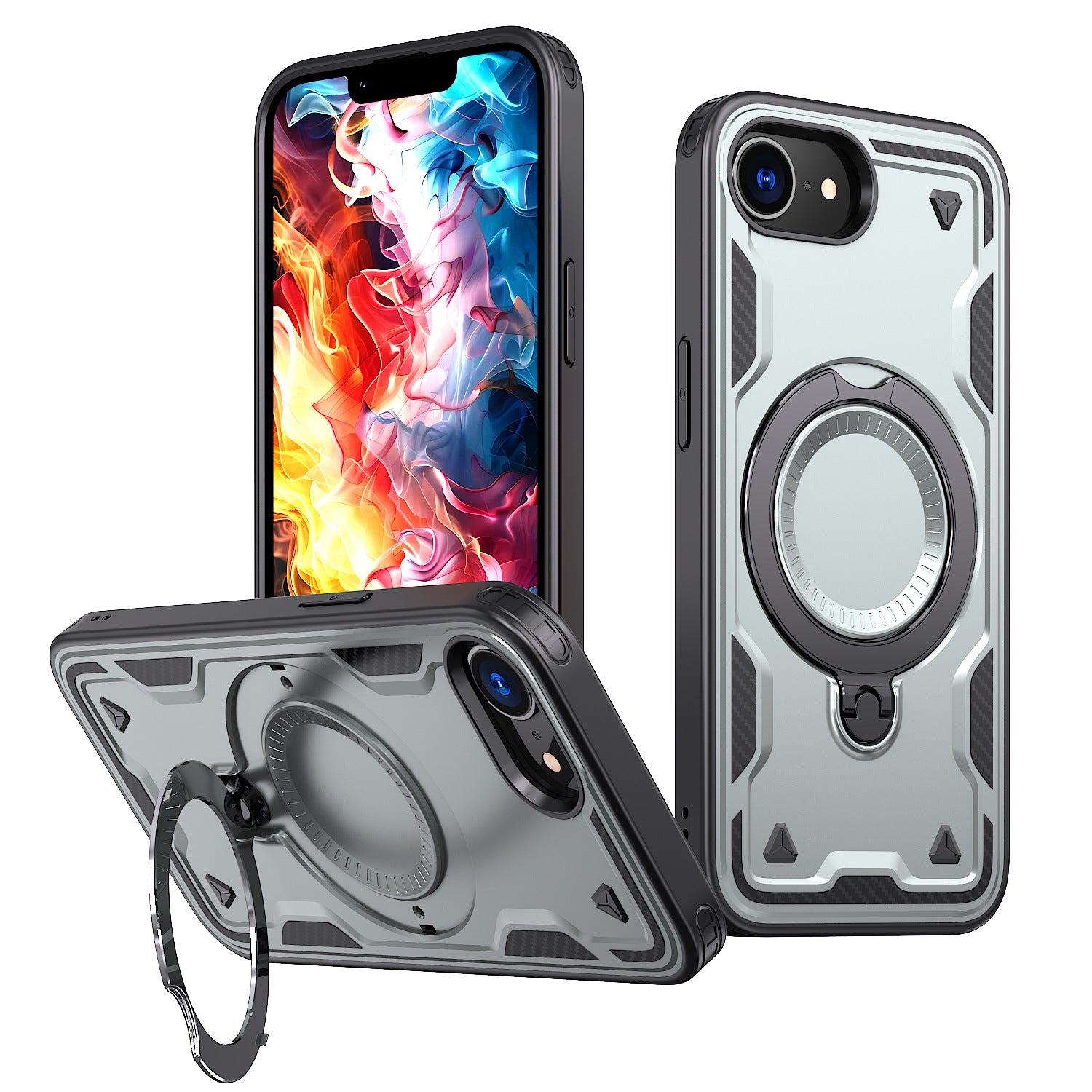 Reiko 360¡ã Rotating Magnetic Versatile Stand Gray Compatible with iPhone 16E
