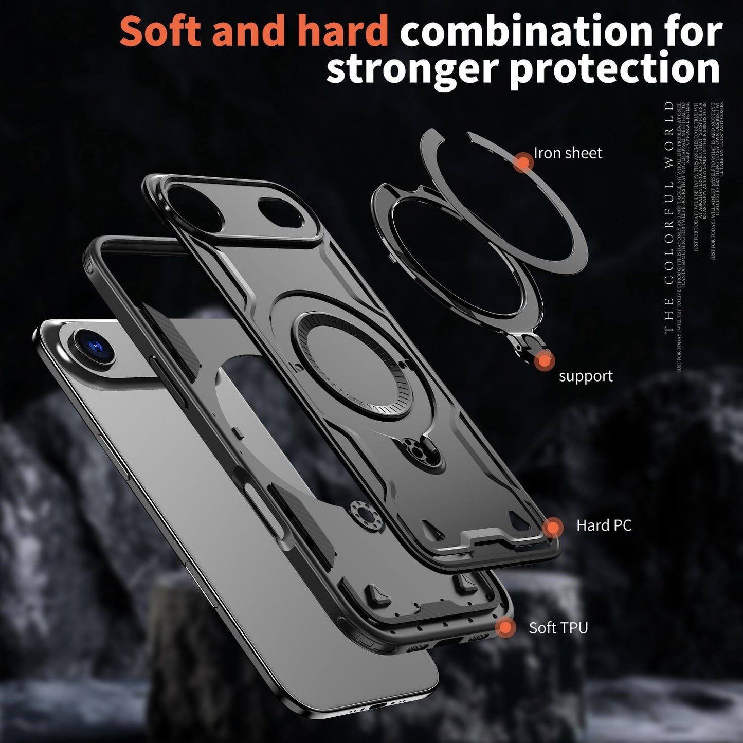 Reiko 360¡ã Rotating Magnetic Versatile Stand Black Compatible with  iPhone 17 AIR , SKU: PC73-IPH17AIRBK