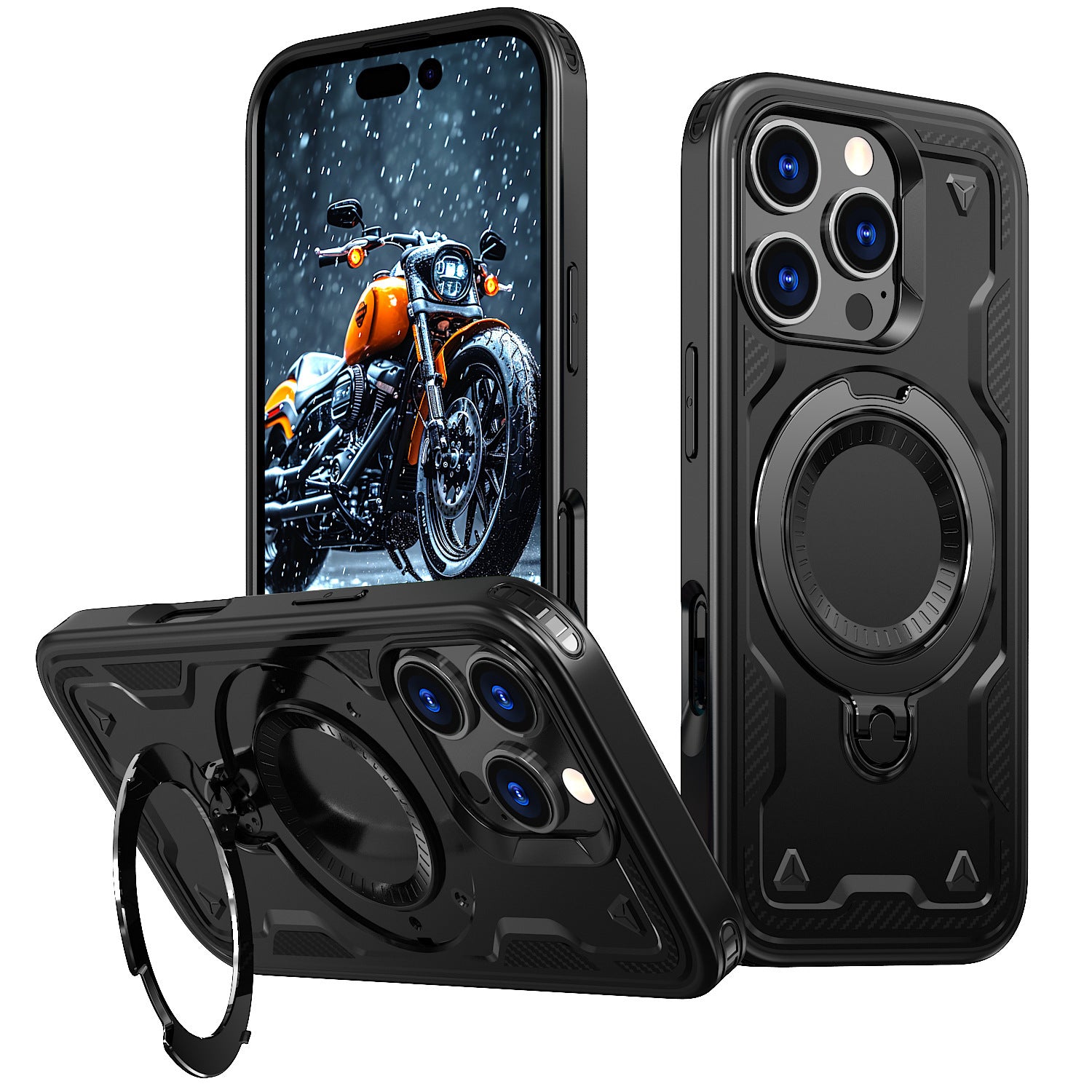 Reiko 360¡ã Rotating Magnetic Versatile Stand Black Compatible with  iPhone 17  SKU:PC73-IPH17BK