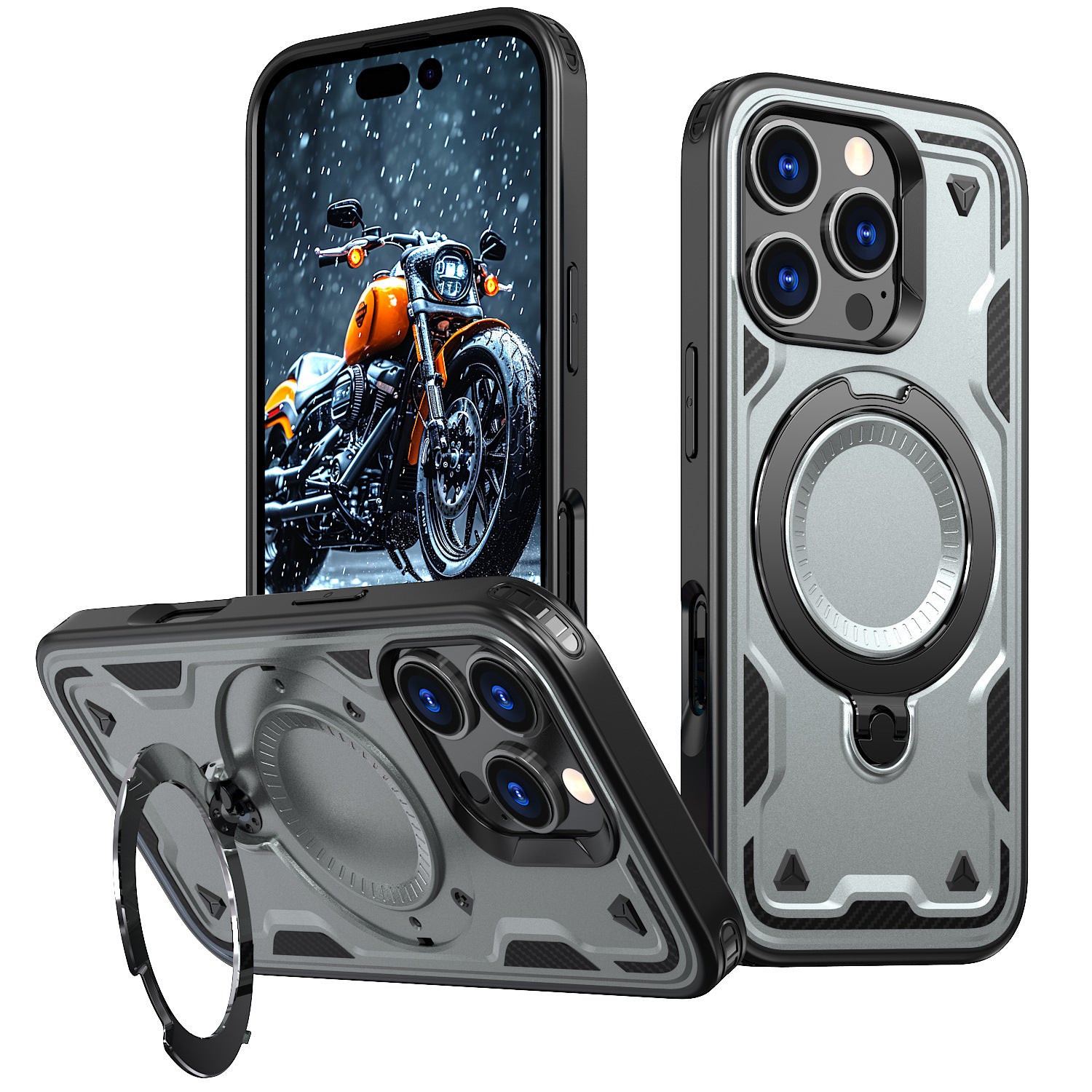 Reiko 360¡ã Rotating Magnetic Versatile Stand Gray Compatible with iPhone 17 SKU:PC73-IPH17GY