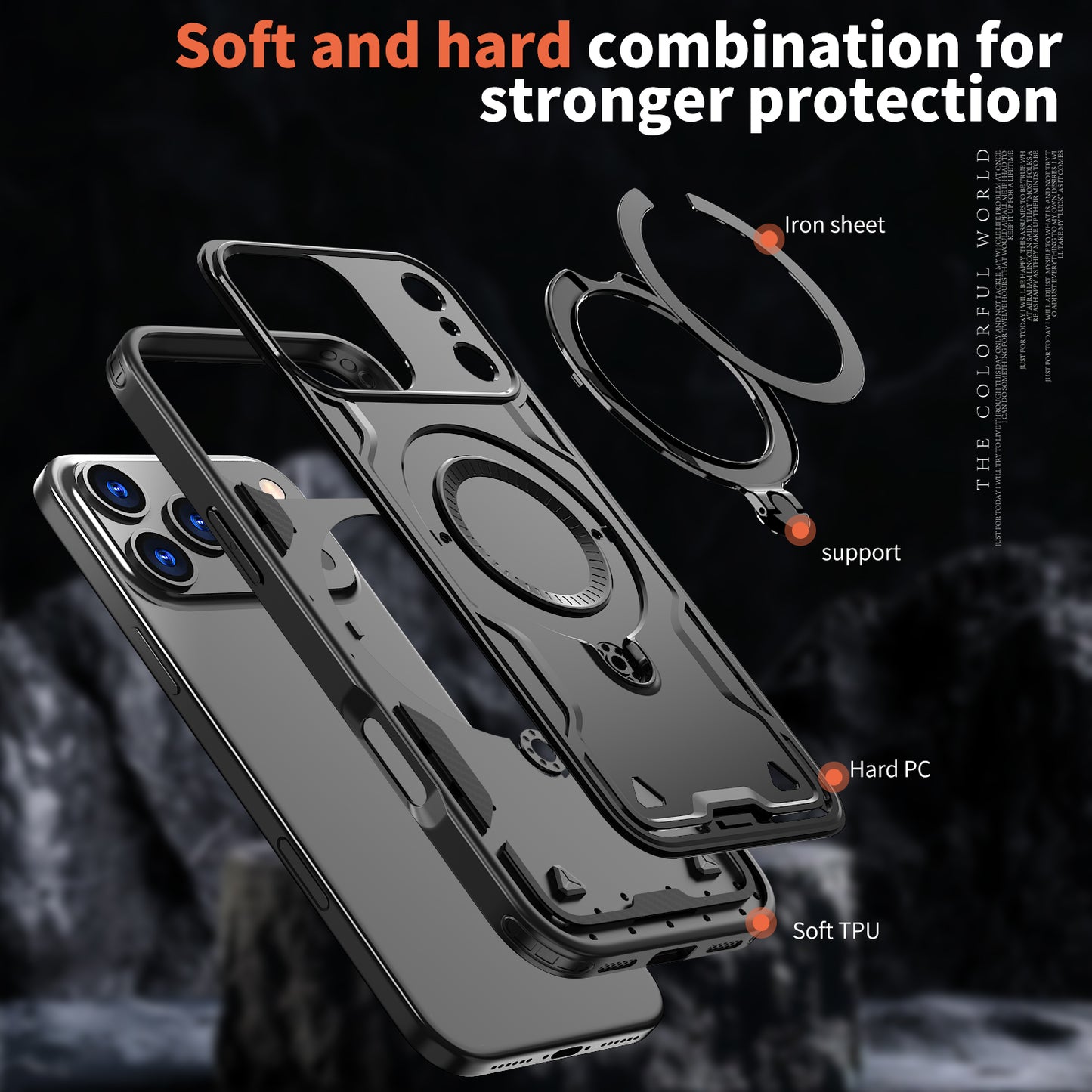 Reiko 360¡ã Rotating Magnetic Versatile Stand Black Compatible with  iPhone 17 PRO MAX  , SKU: PC73-IPH17MAXBK