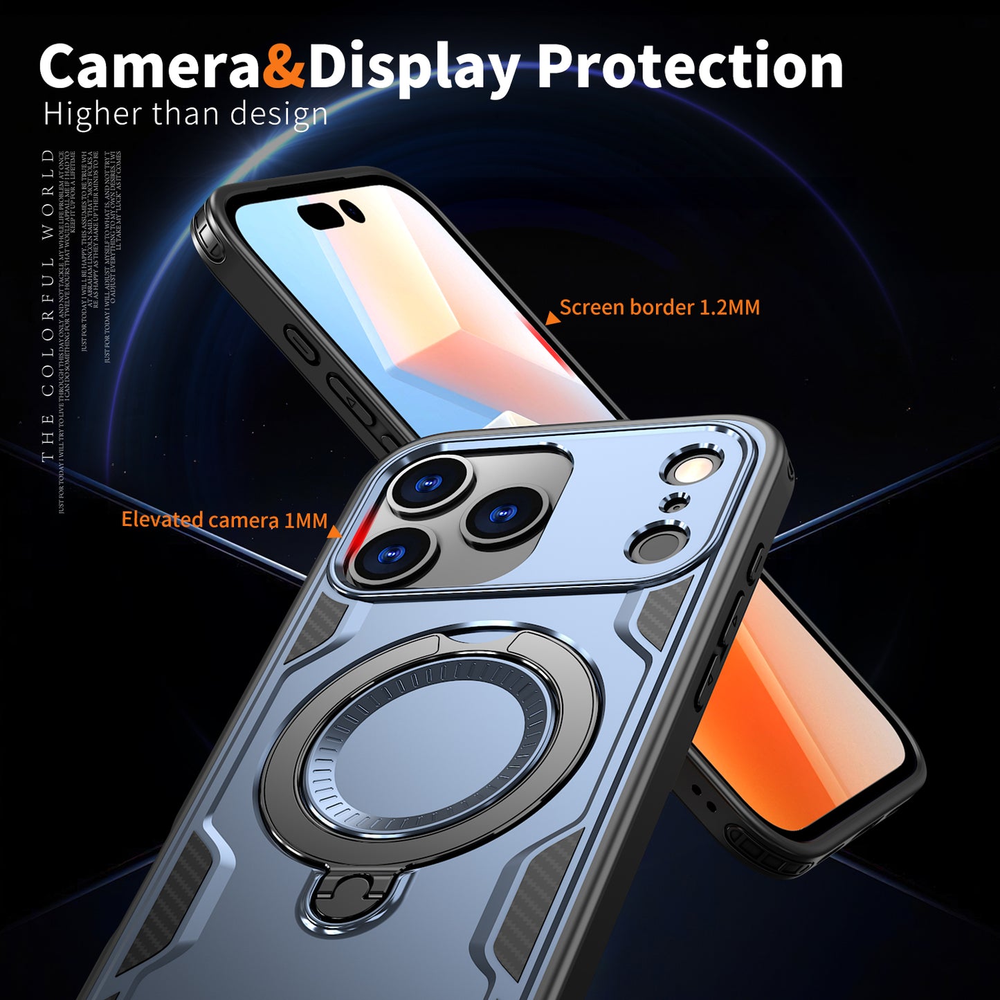Reiko 360¡ã Rotating Magnetic Versatile Stand Navy Blue Compatible with iPhone 17 PRO MAX   , SKU: PC73-IPH17MAXNV