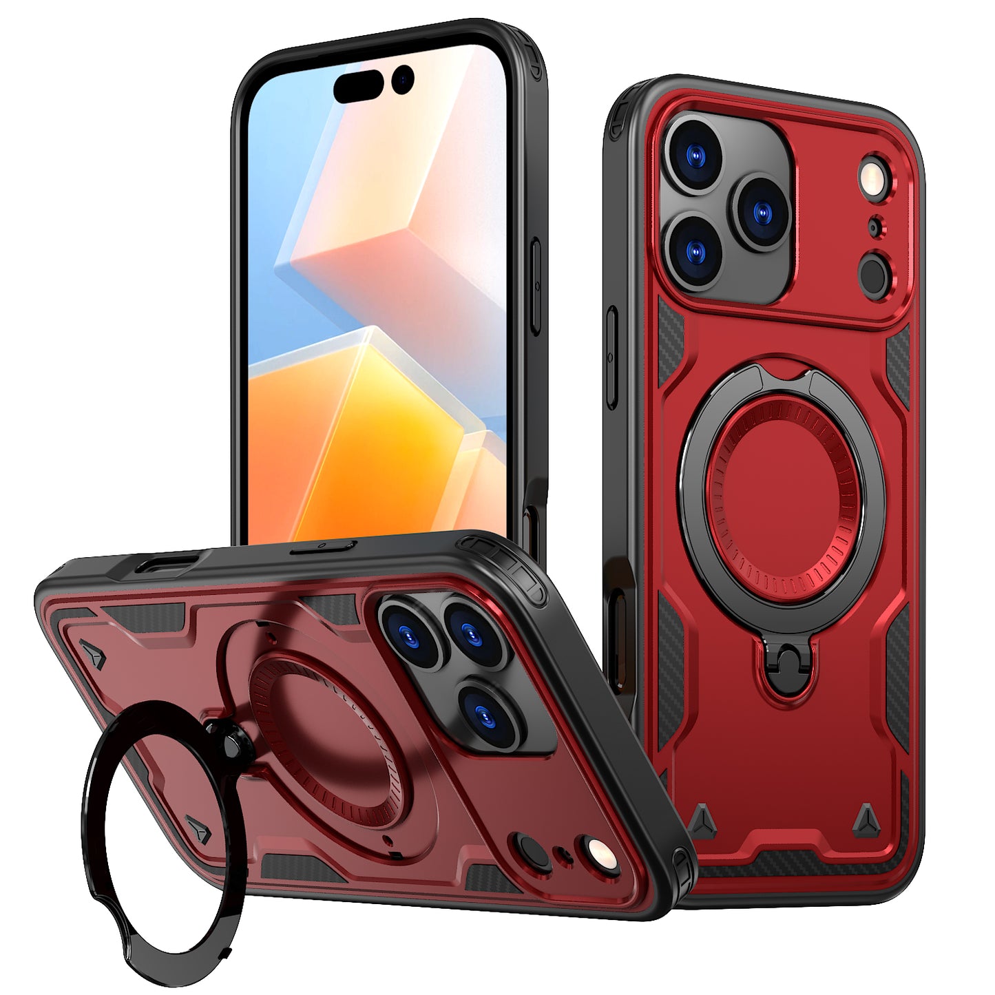 Reiko 360¡ã Rotating Magnetic Versatile Stand Red Compatible with iPhone 17 PRO MAX   , SKU: PC73-IPH17MAXRD