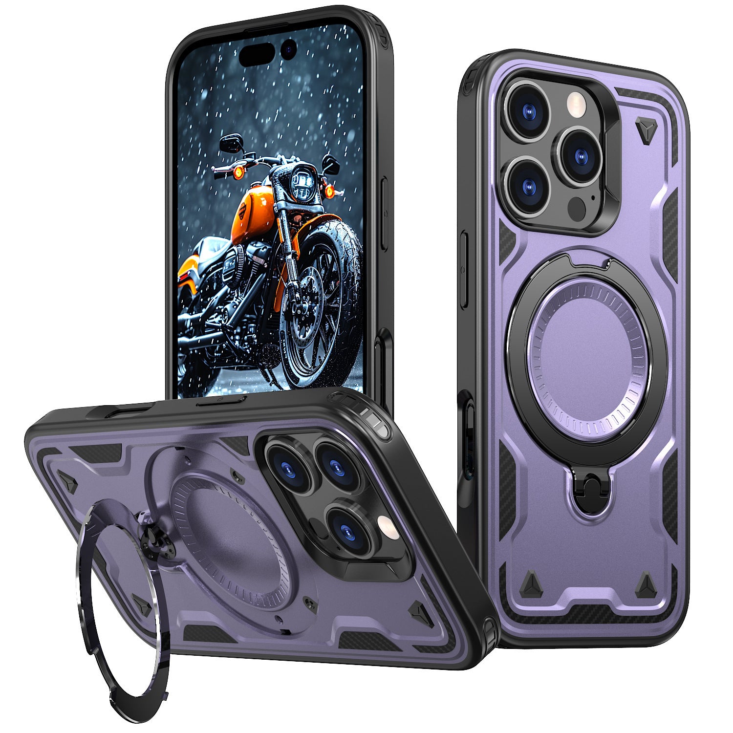 Reiko 360¡ã Rotating Magnetic Versatile Stand Purple Compatible with iPhone 17  SKU:PC73-IPH17PP