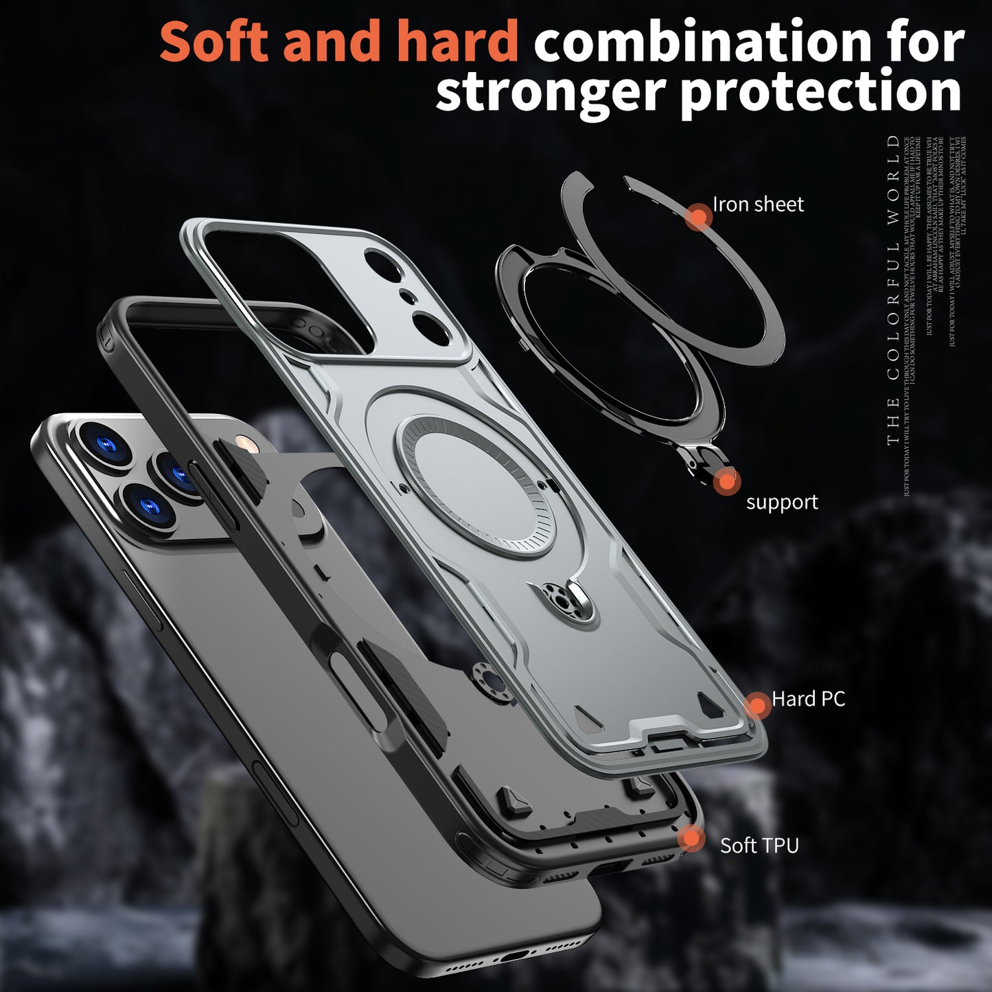 Reiko 360¡ã Rotating Magnetic Versatile Stand Gray Compatible with iPhone 17 PRO , SKU: PC73-IPH17PROGY