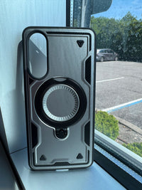Reiko 360¡ã Rotating Magnetic Versatile Stand Gray Compatible with iPhone Samsung Galaxy S25 EDGE