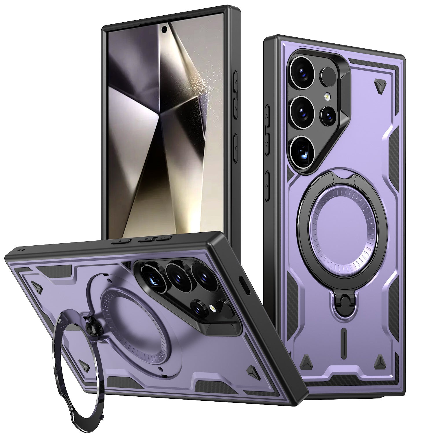 Reiko 360 Degree Rotating Magnetic Versatile Stand Purple Compatible with iPhone Samsung Galaxy S25 Ultra
