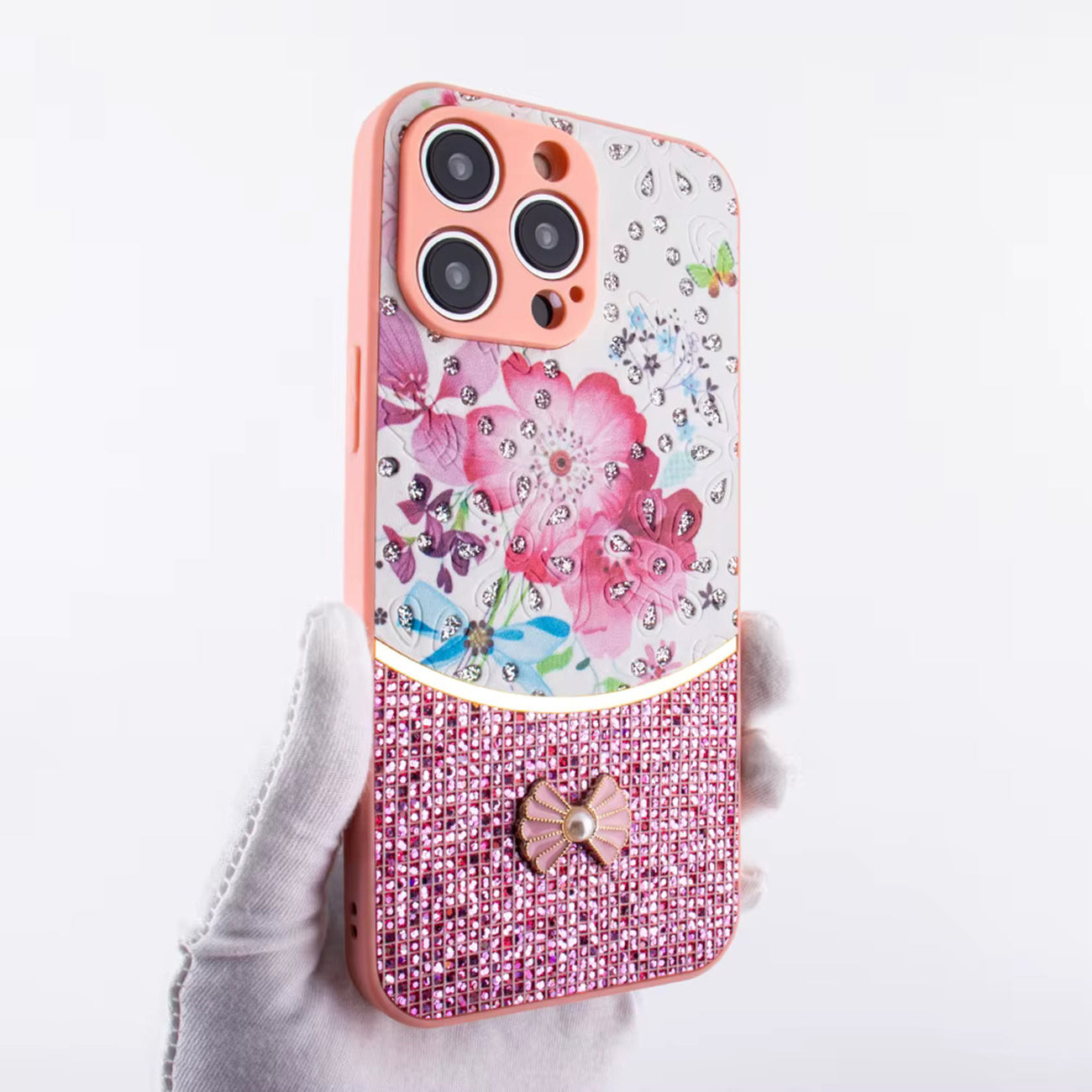 Sparkle Glitter Bling  Phone Case in Pink With Colorful Cover For iPhone 16 Pro Max