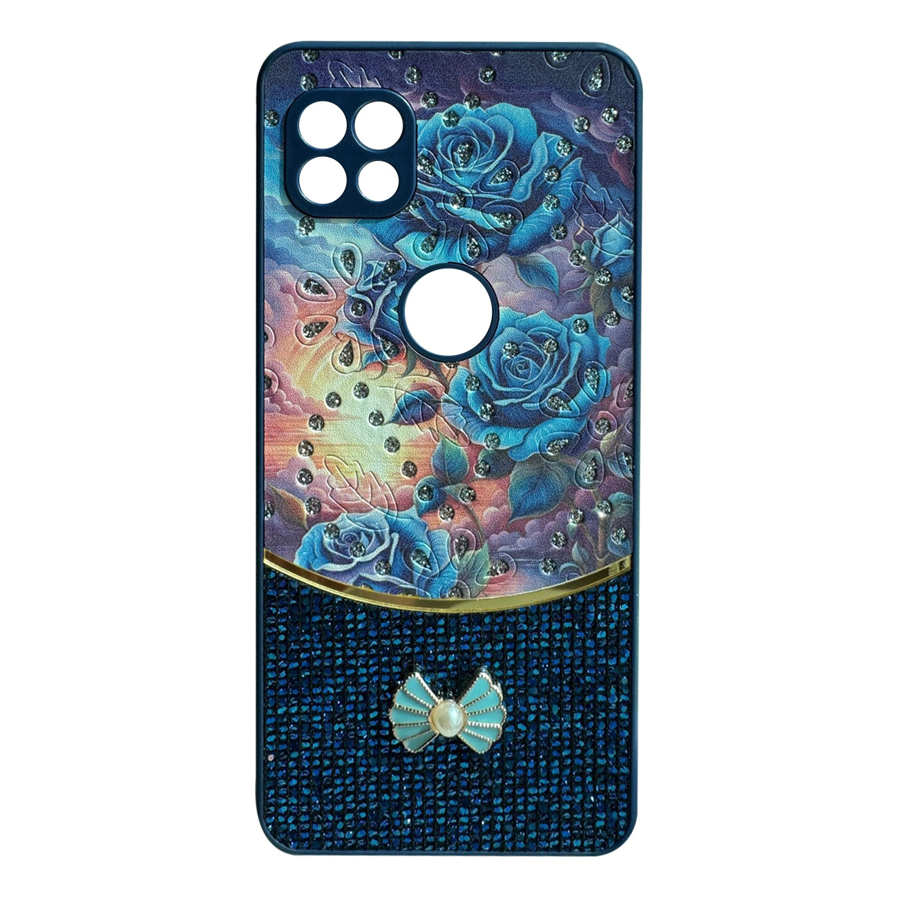 Sparkle Glitter Bling  Phone Case in Navy With Colorful Cover For Motorola Moto G 5G