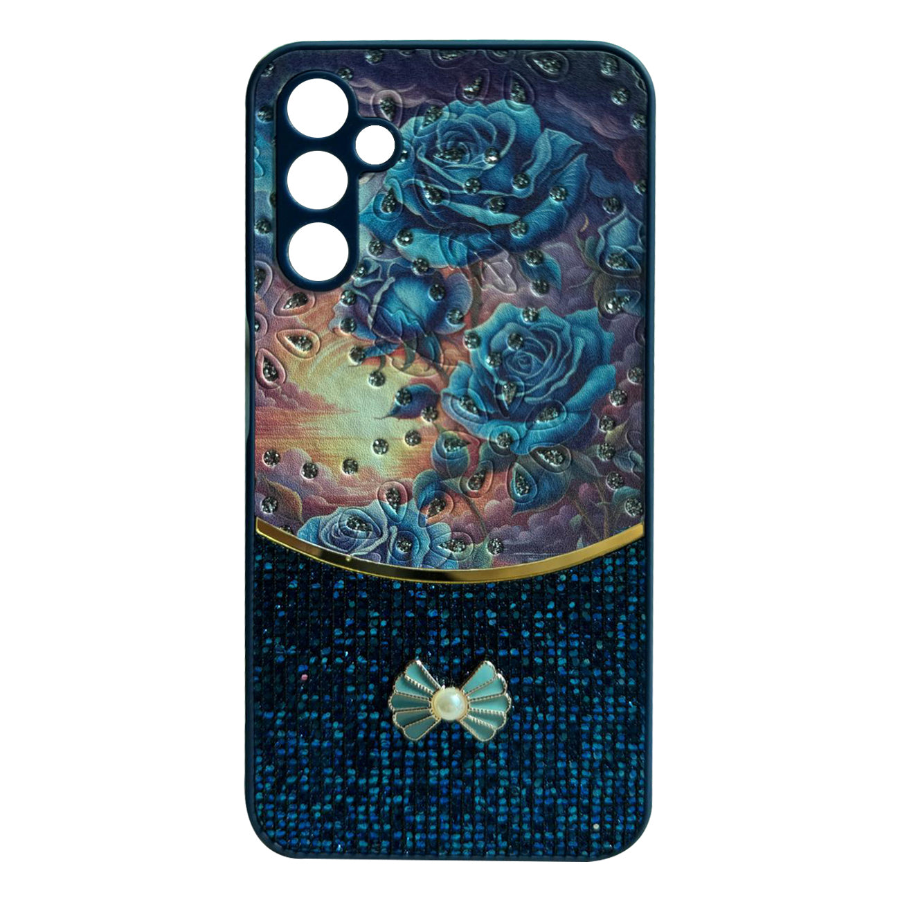 Sparkle Glitter Bling  Phone Case in Navy With Colorful Cover For Galaxy S25