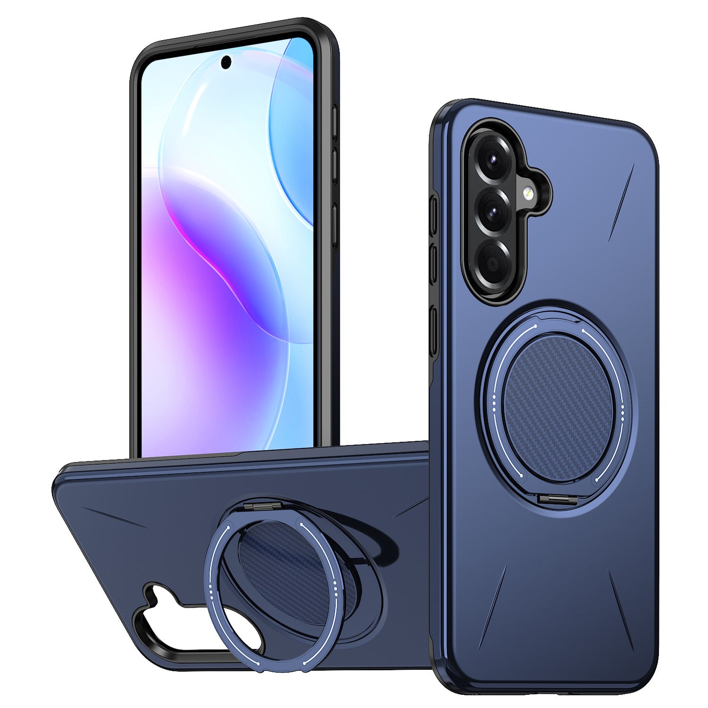 Reiko 360 Degree Rotating Magnetic Versatile Stand in navy, compatible with Samsung A27