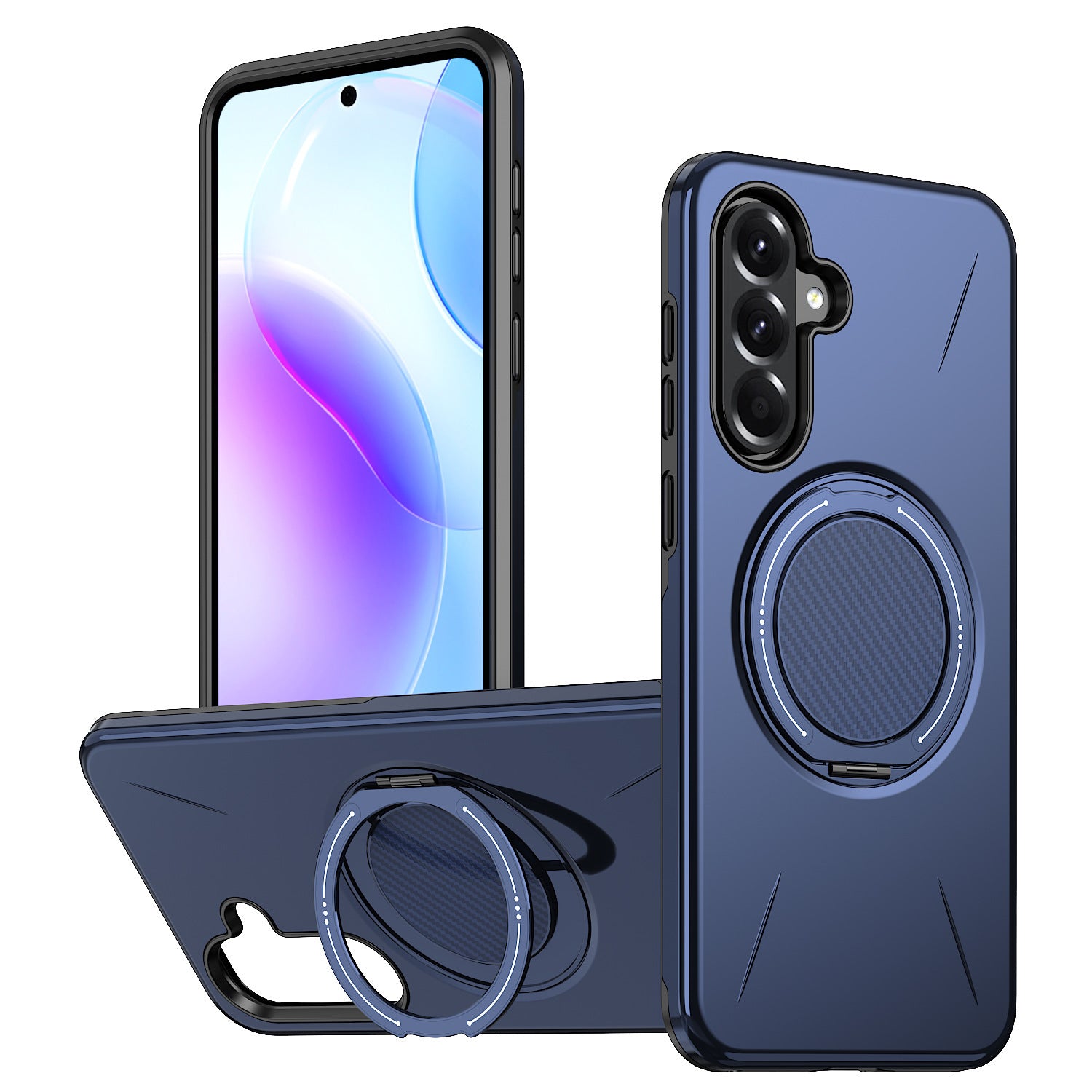 Reiko 360 Degree Rotating Magnetic Versatile Stand in navy, compatible with Samsung A27