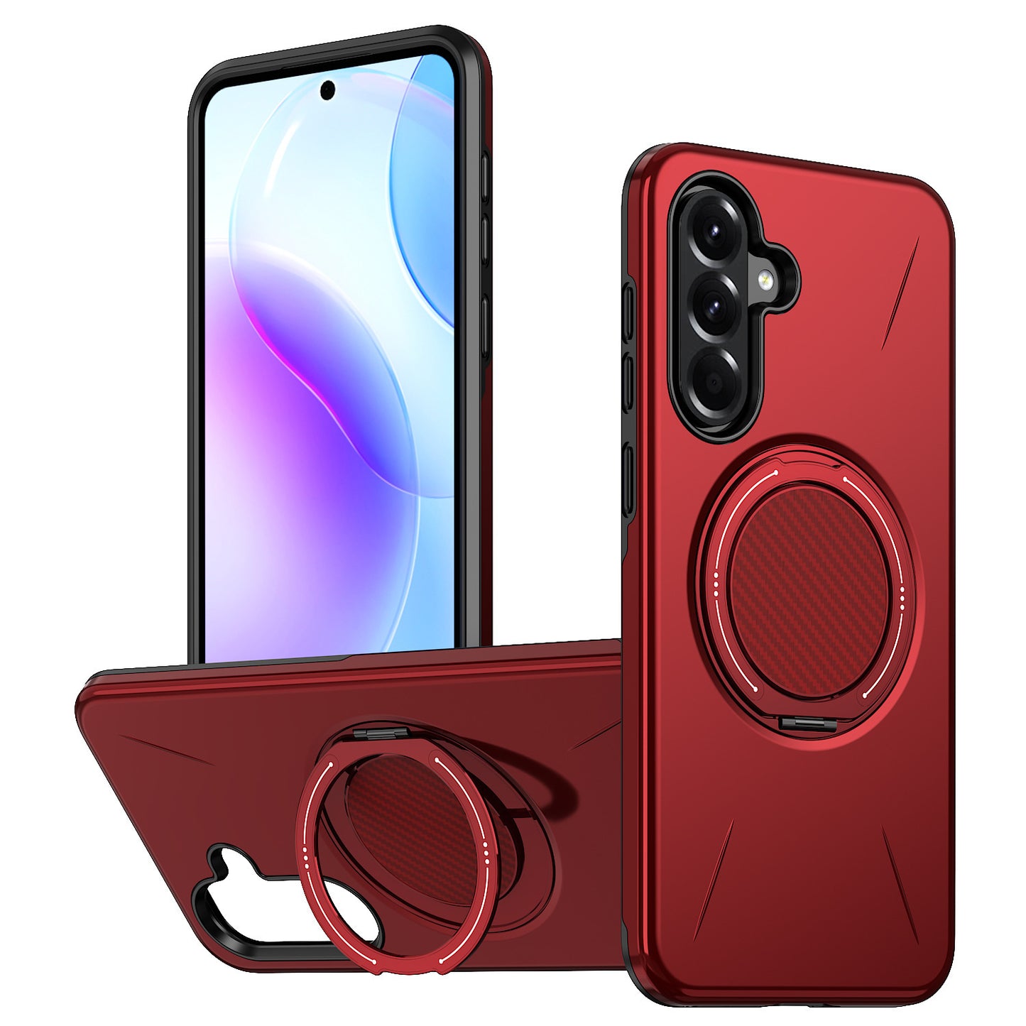 Reiko 360 Degree Rotating Magnetic Versatile Stand in red, compatible with Samsung A27