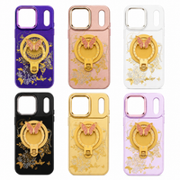Glitter Sparkle Butterflies Ring Stand Bling Diamond Kickstand Shockproof Protective Cover in rose gold , compatible for  IPHONE 17 PRO