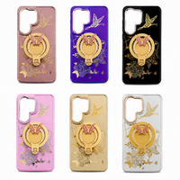 Glitter Sparkle Butterflies Ring Stand Bling Diamond Kickstand Shockproof Protective Cover in purple, compatible for  SAMSUNG S26